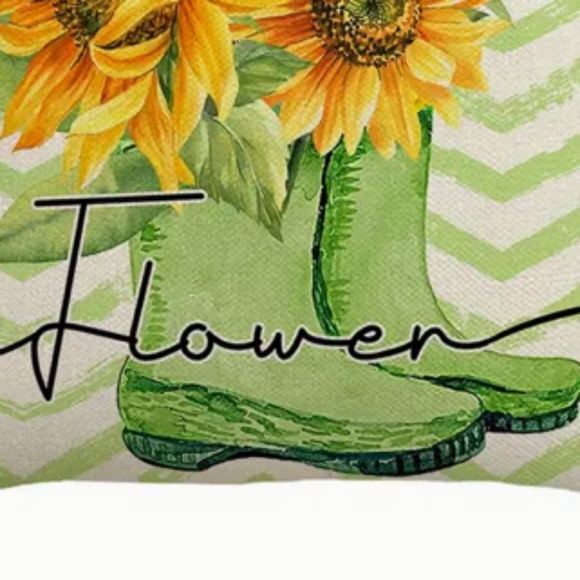 NEW ALL SEASONS SUNFLOWER RAIN BOOTS PLANTER LINEN FARMHOUSE PILLOW COVER 17.7" - Picture 3 of 6